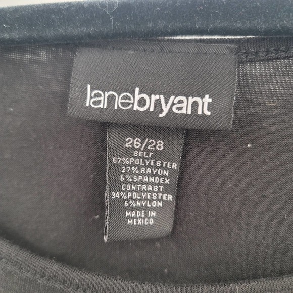 LANE Bryant Black Cold Shoulder Lace Knit Tee Size 26/28 PLUS Short Sleeve - Picture 4 of 6